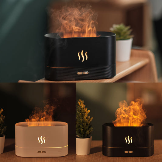 Flame Aroma Diffuser & Ultrasonic Mist Humidifier | Waterless Auto-Off